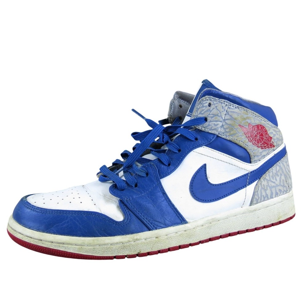 Jordan Men 1 Retro Mid True Blue Sneaker Multicolor Leather 11 Medium Used 2025